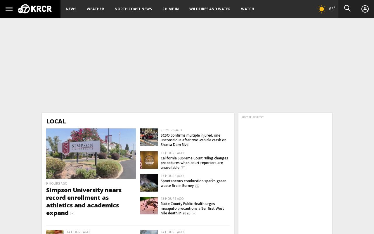 KRCR local Shasta County crime news landing page