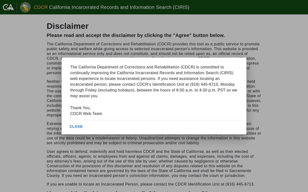 California CDCR search for Shasta County state prison records